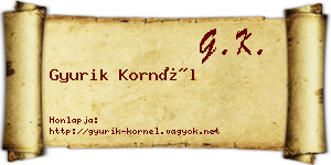 Gyurik Kornél névjegykártya