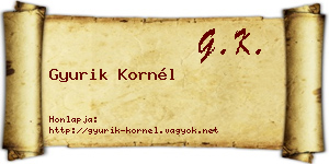 Gyurik Kornél névjegykártya